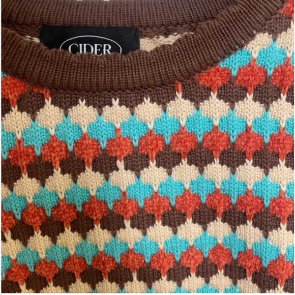 Chevron Boho Wide Puff Knit Hipster Hippie Chic Glam Cottage Sweater Pullover - Picture 3 of 4